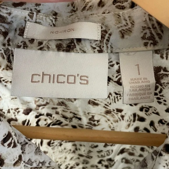 Chico's Animal Print Button Down Shirt - Brown and Cream - Picture 4 of 5